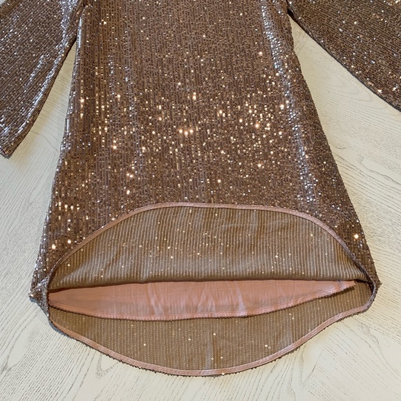 NWT ANTHROPOLOGIE Rose Gold Sequin Date Night Dress - Picture 12 of 15